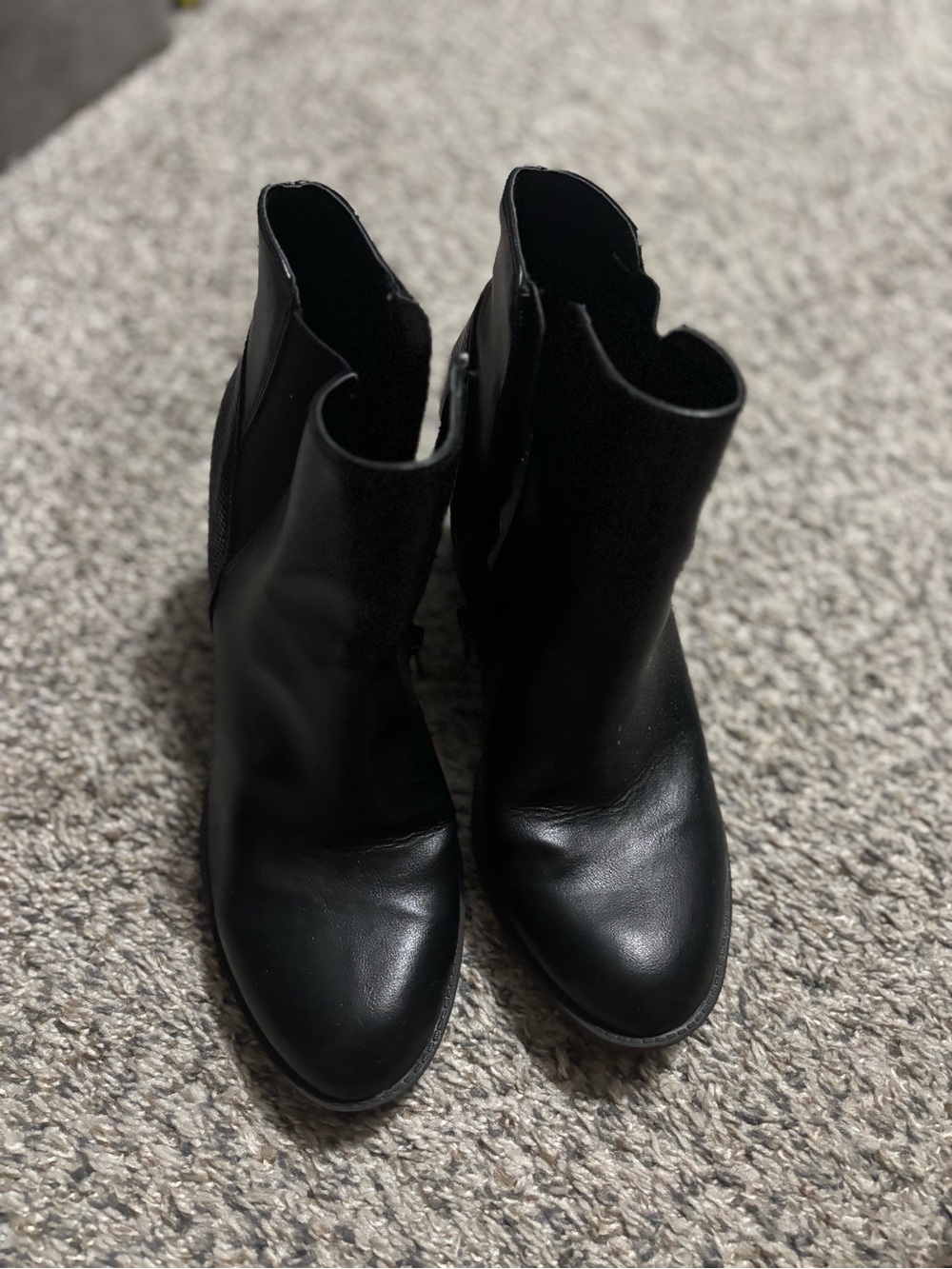 Women's Black Leather Ankle Boots